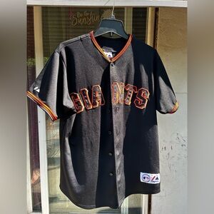 Majestic Black Giants Jersey with Orange Trim XL